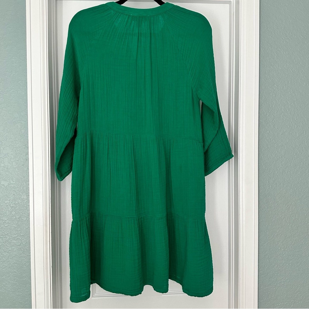 Michael Stars Sonia Cottagecore Boho Cotton Gauze Tiered Dress Kelly Green NWOT - Picture 9 of 13
